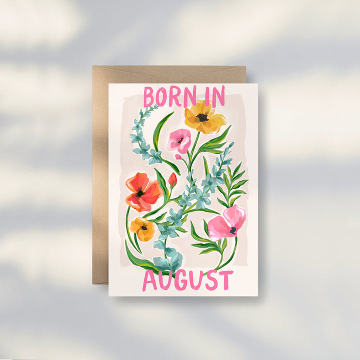 Floral Birth Month Card - August