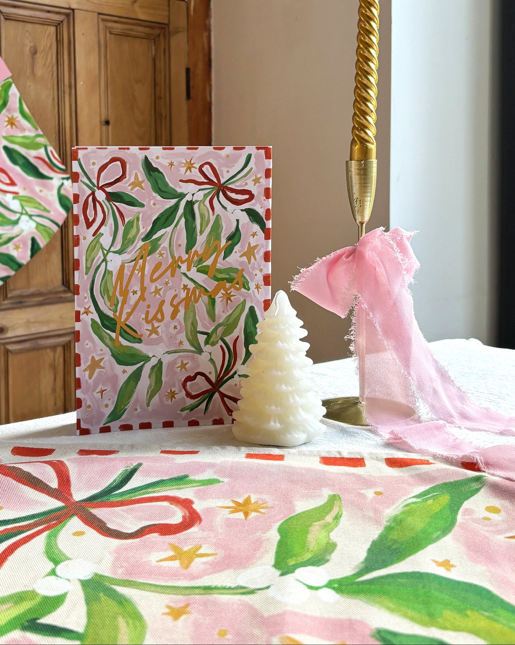 Mistletoe Christmas Tea Towel