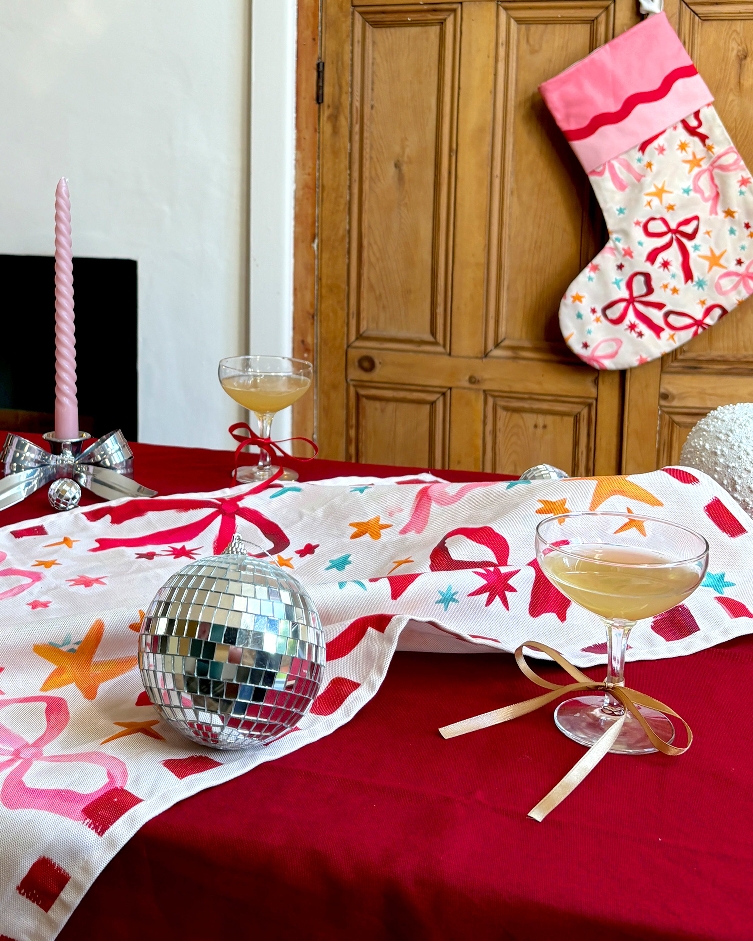 Ribbons & Bows Christmas Tea Towel