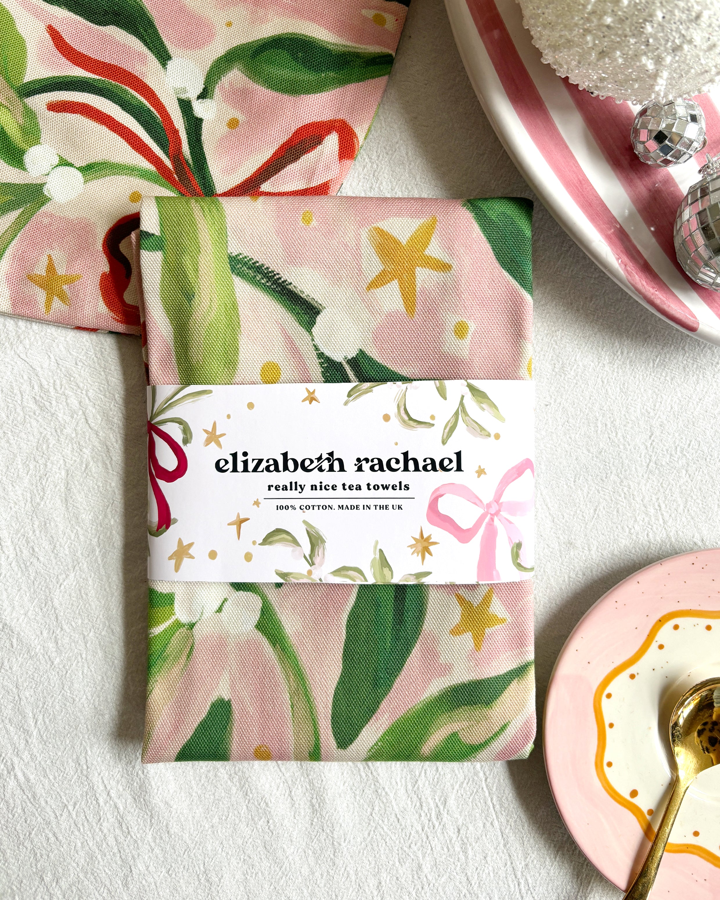 Mistletoe Christmas Tea Towel