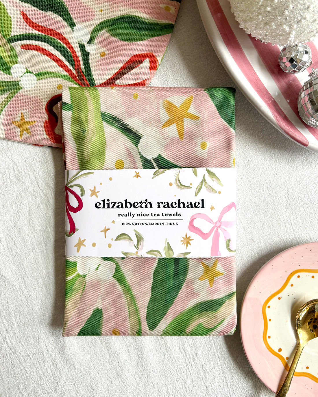 Mistletoe Christmas Tea Towel