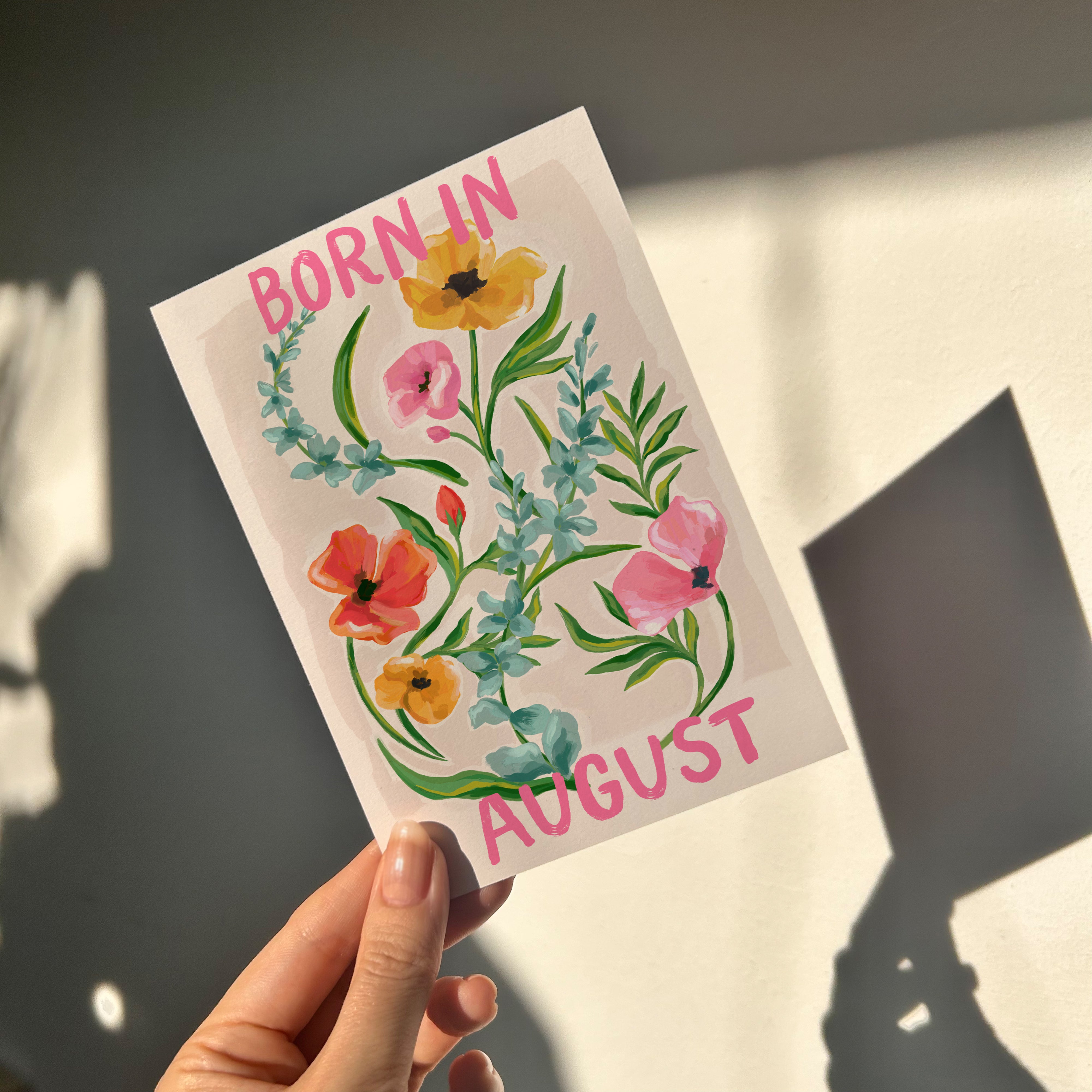 Floral Birth Month Card - August