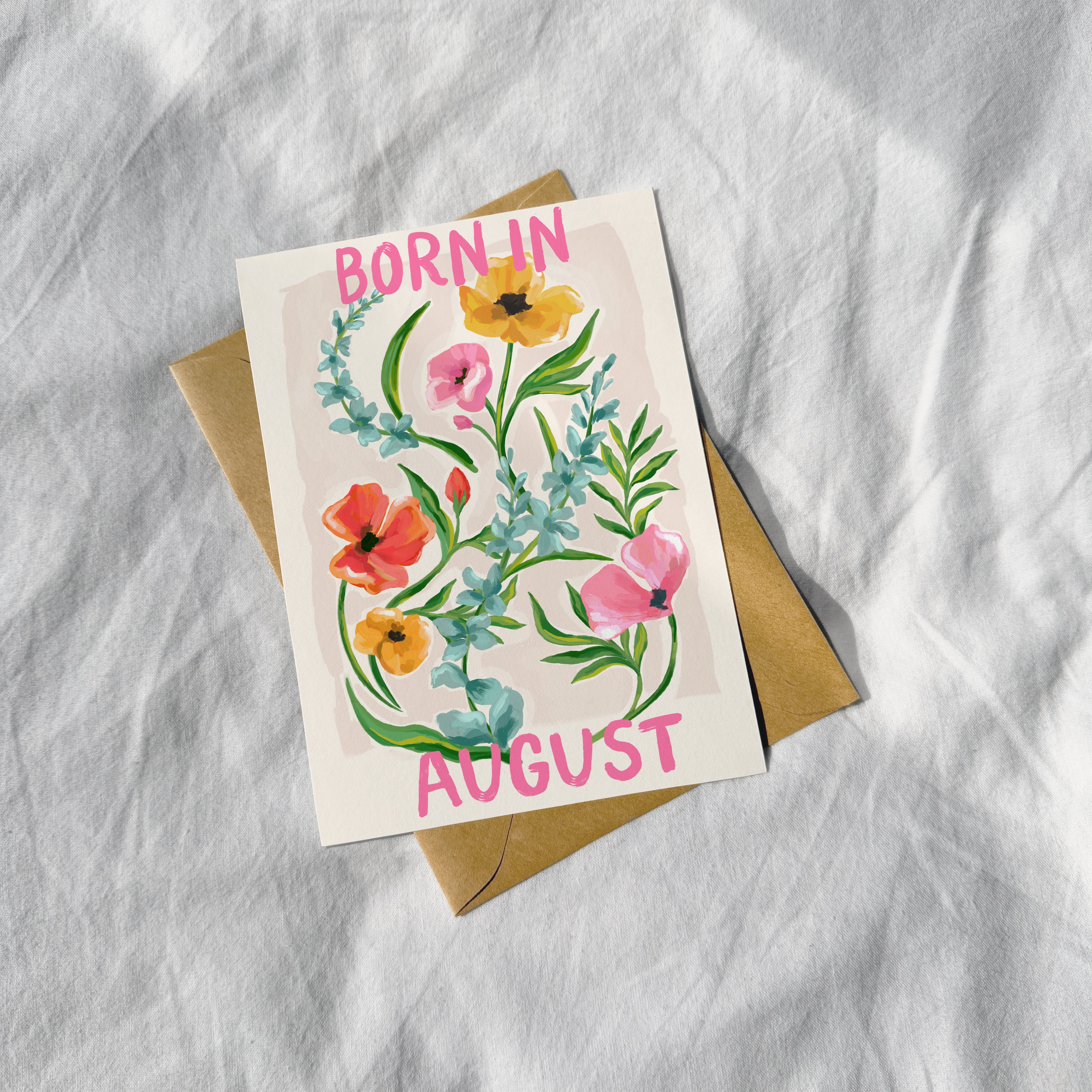 Floral Birth Month Card - August