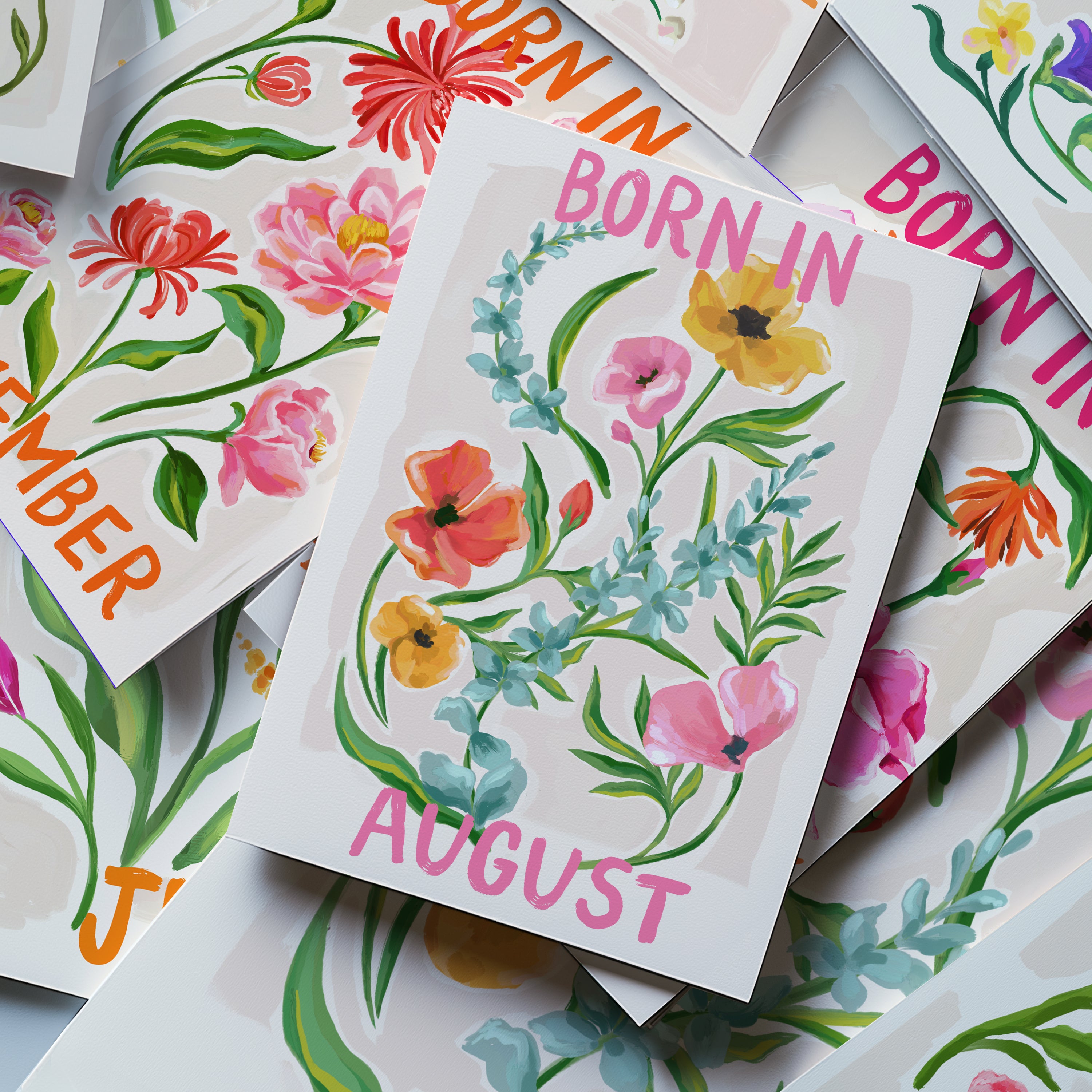 Floral Birth Month Card - August