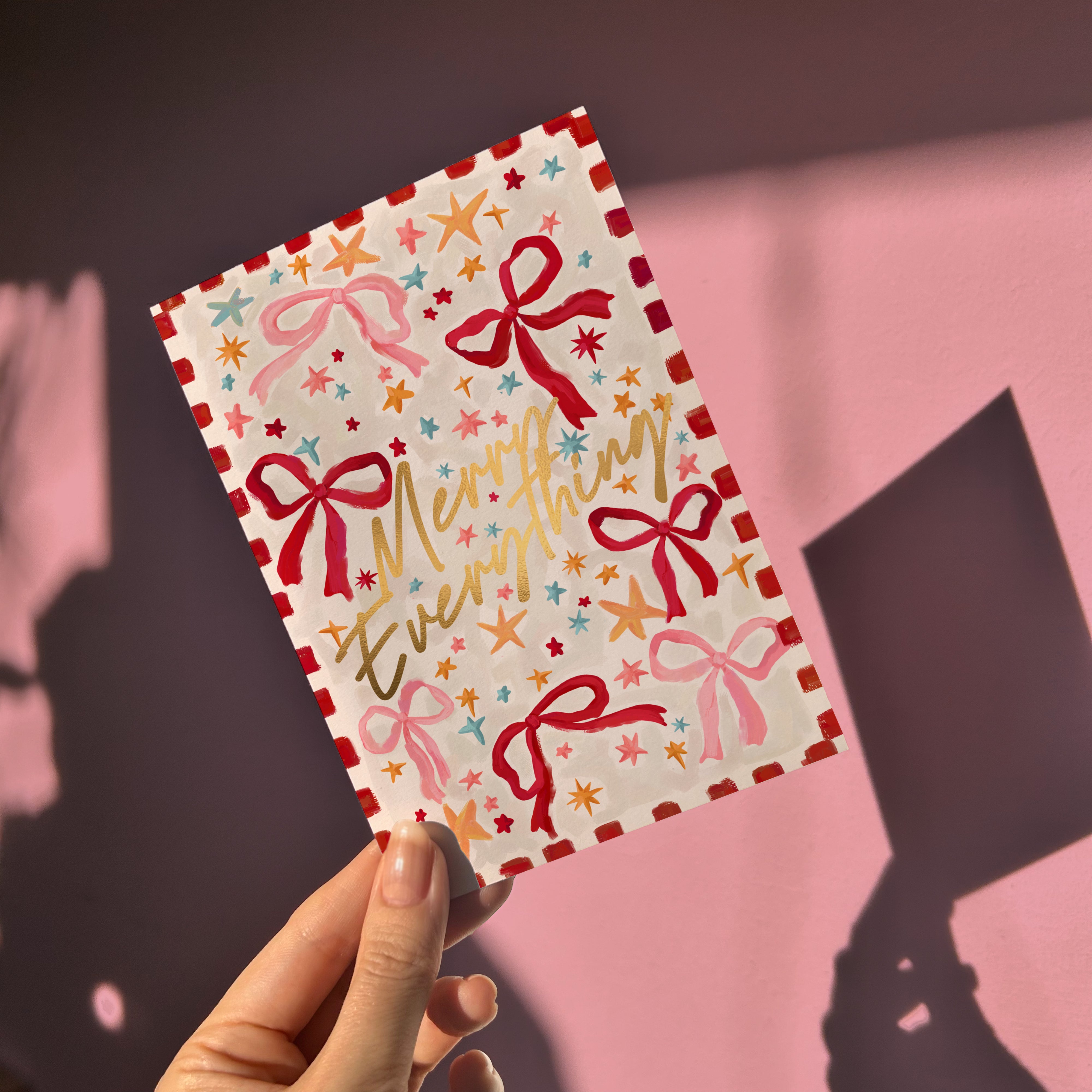 Ribbon and Bow Premium Christmas Card