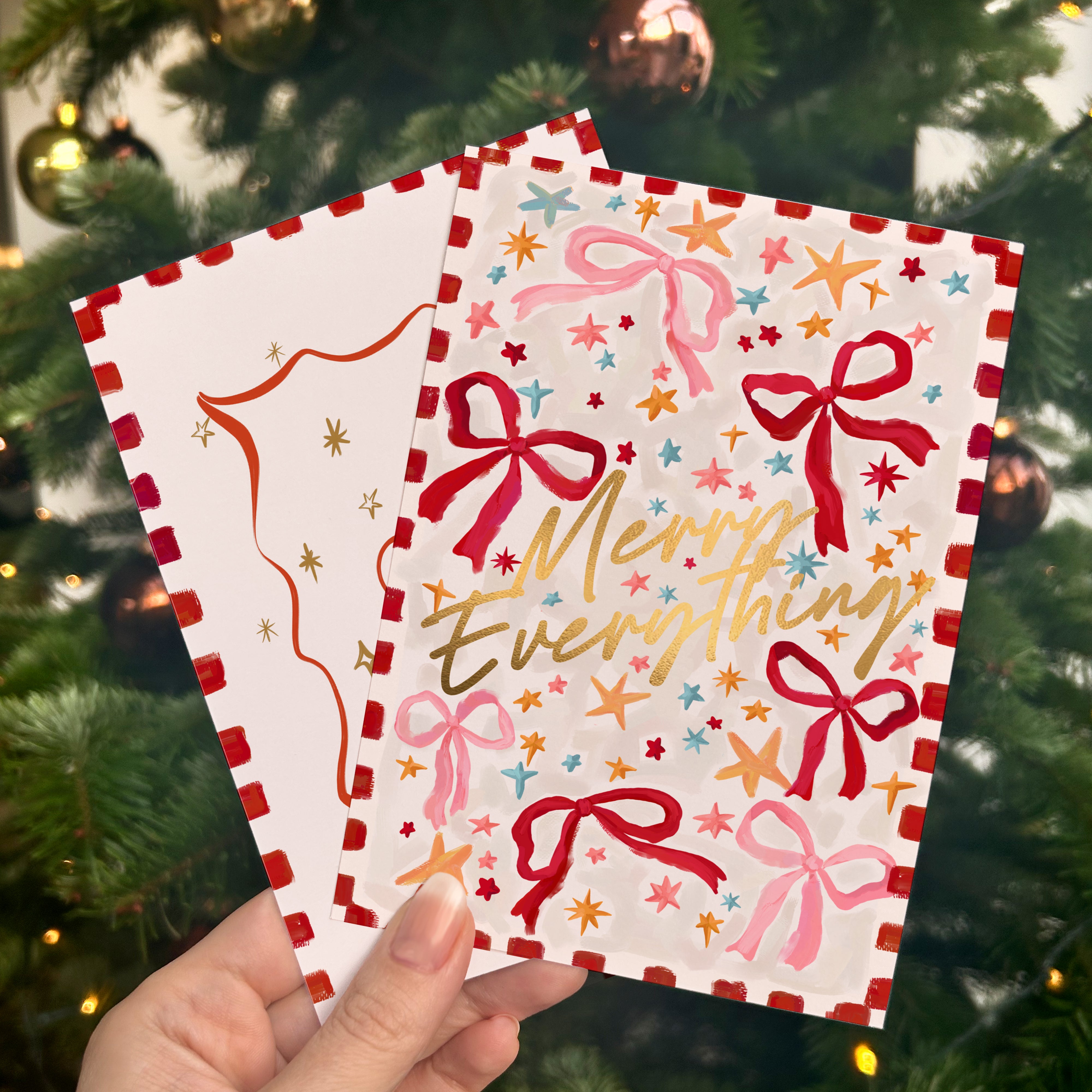 Ribbon and Bow Premium Christmas Card