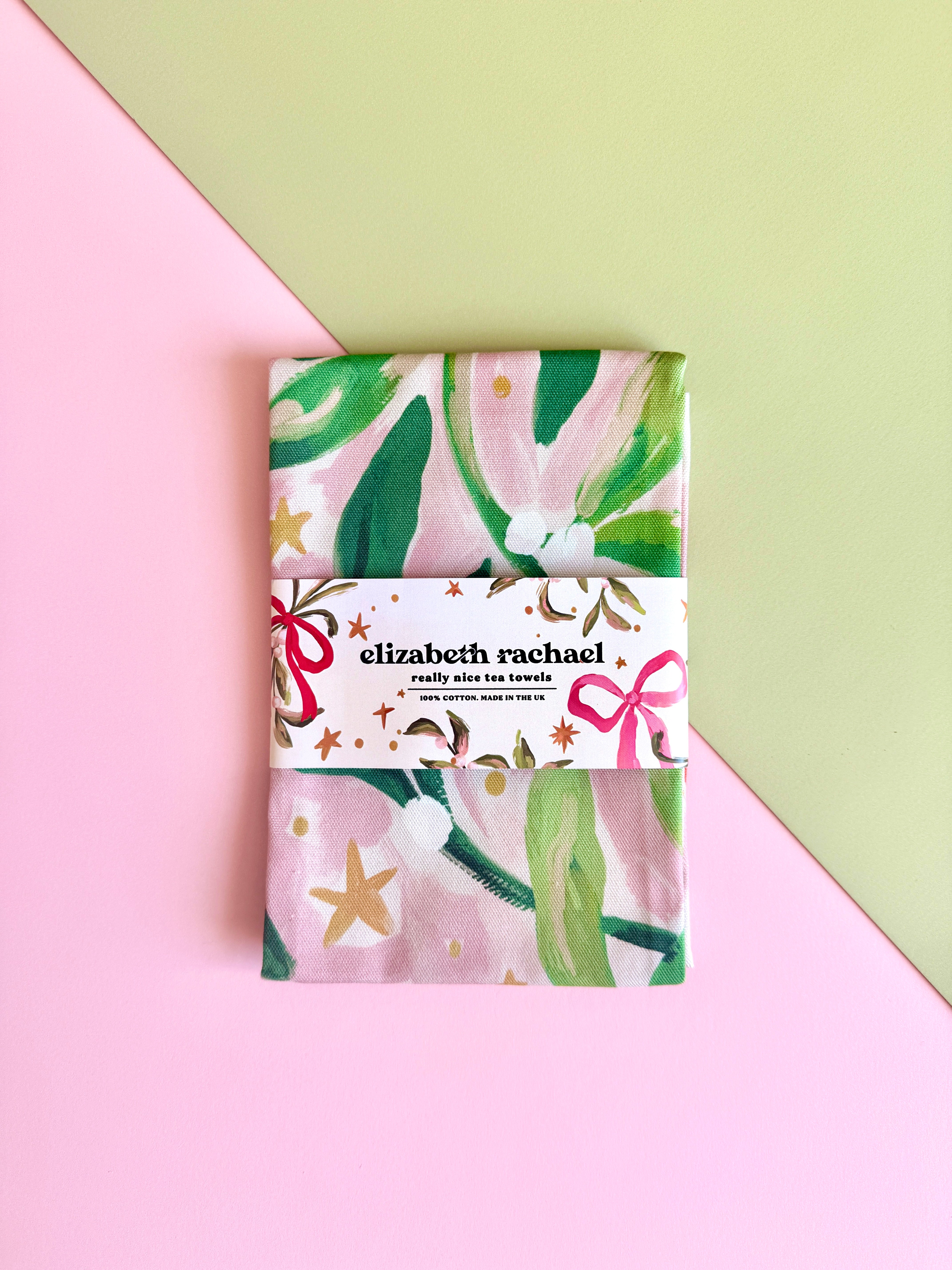 Mistletoe Christmas Tea Towel