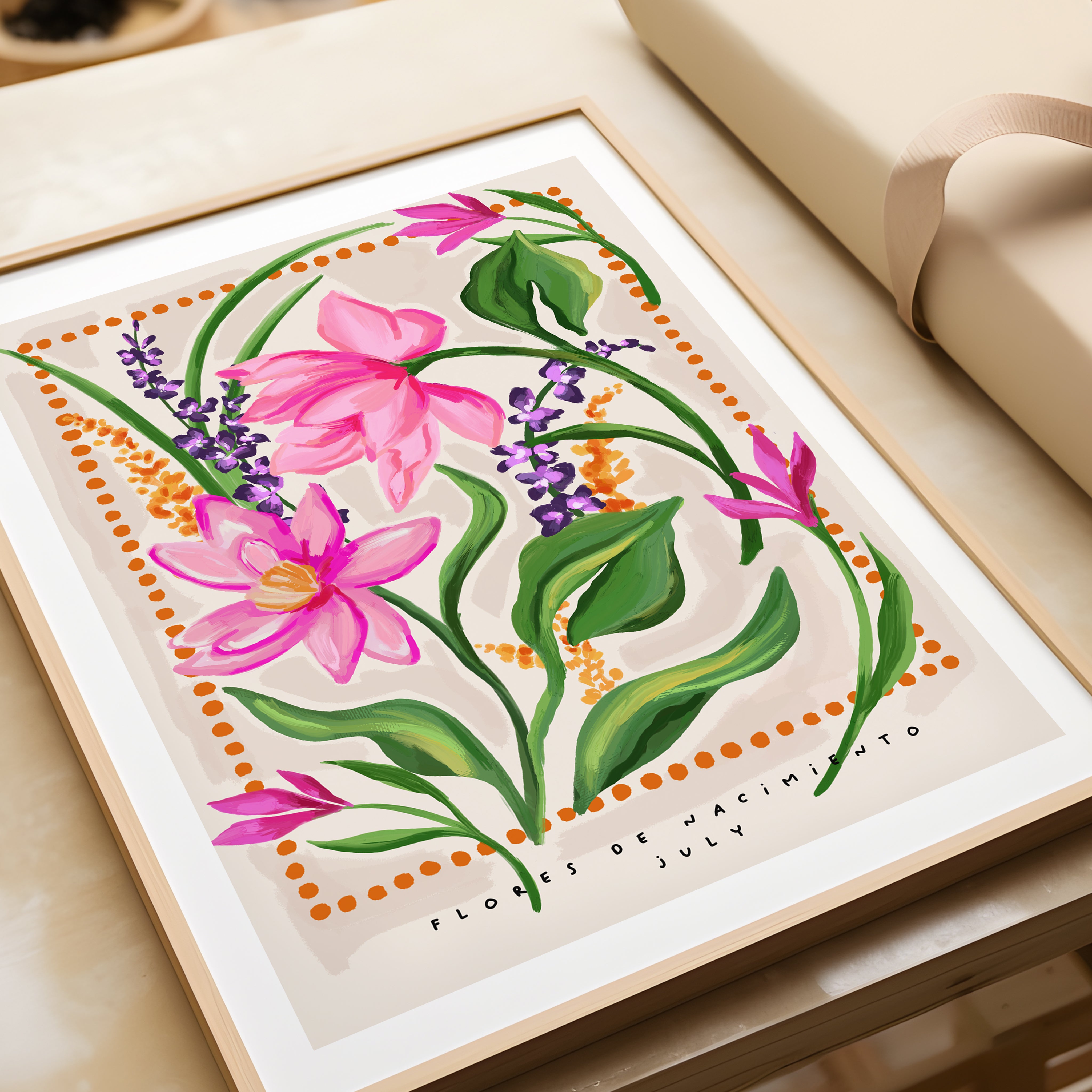 July Birth Month Flower Art Print