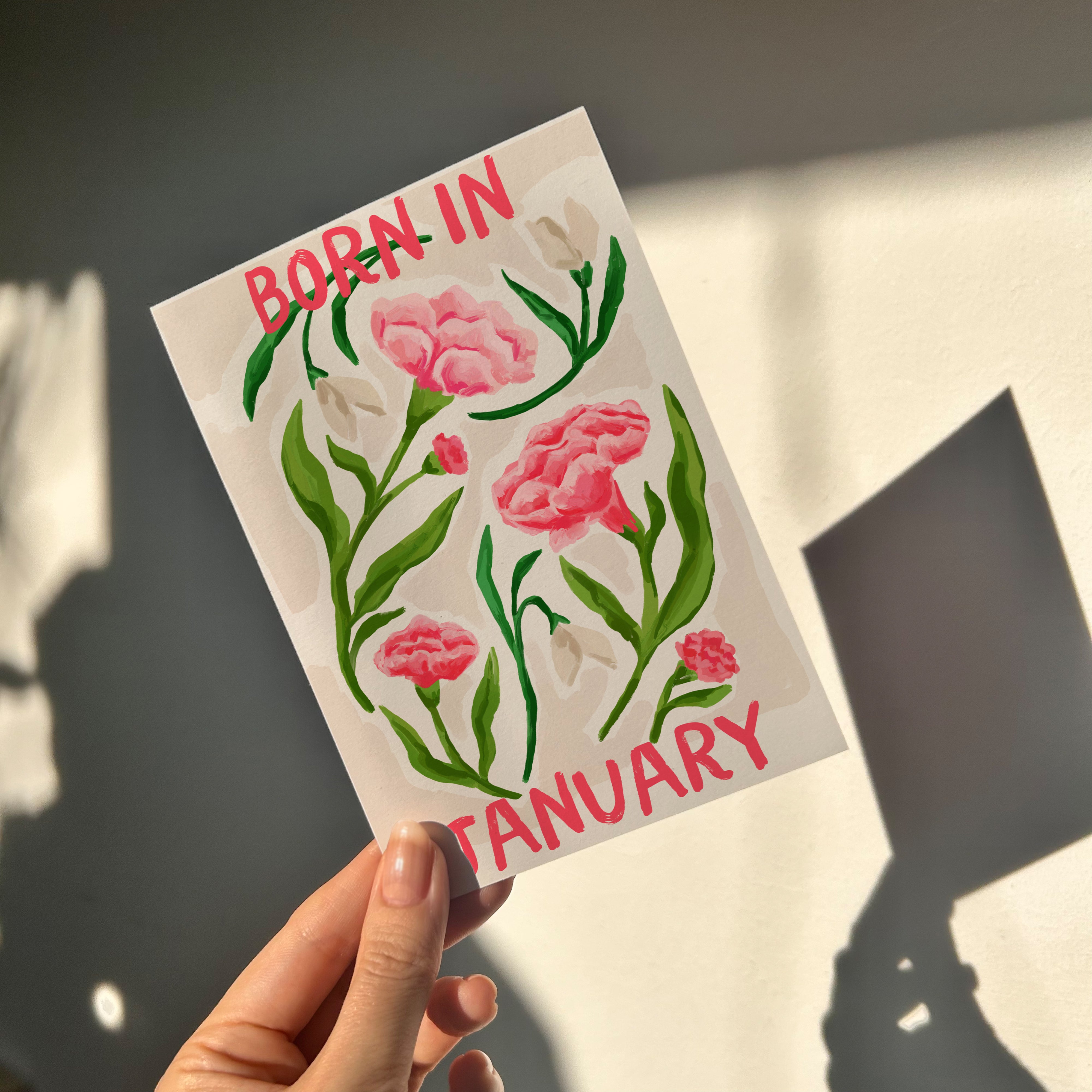 Floral Birth Month Card - January