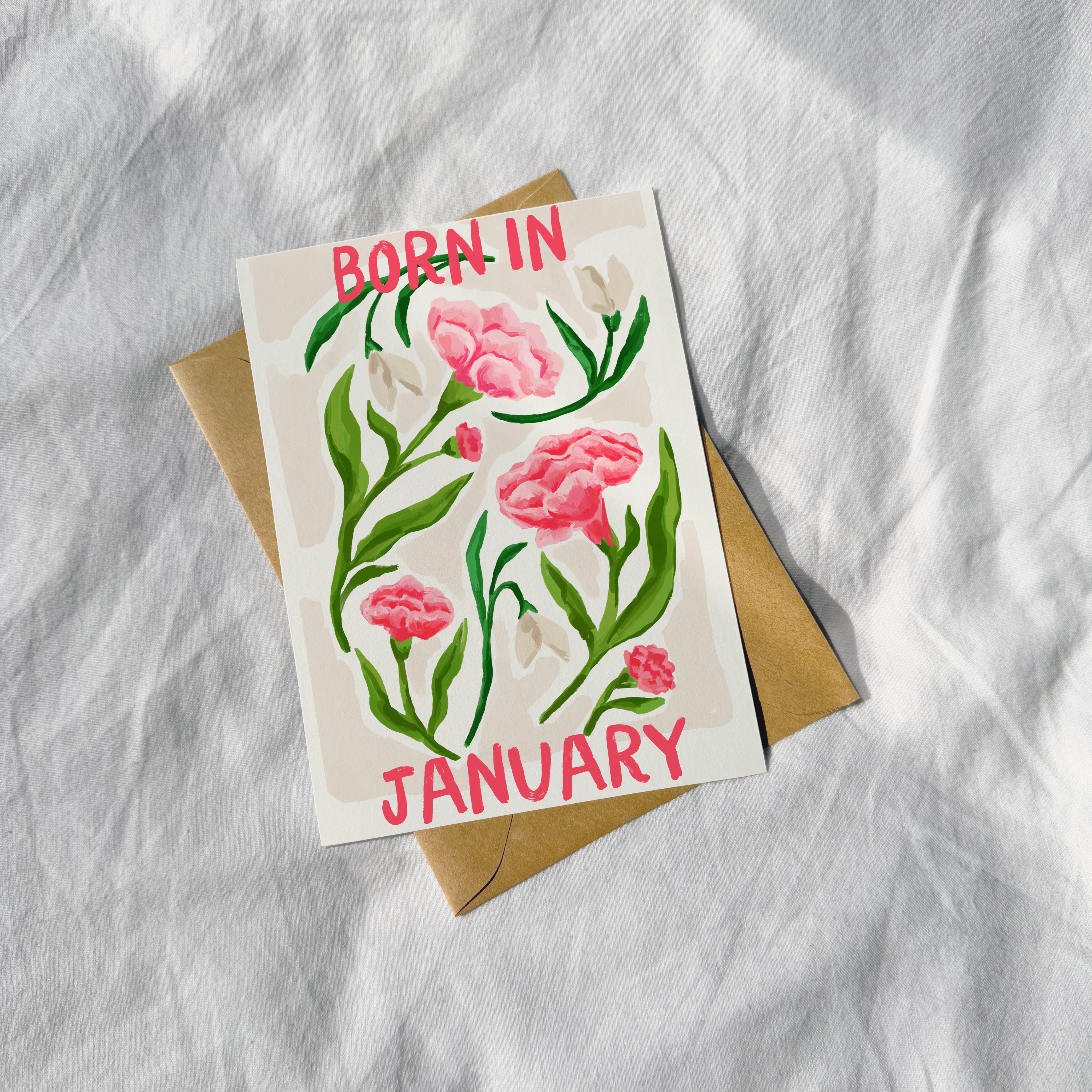Floral Birth Month Card - January