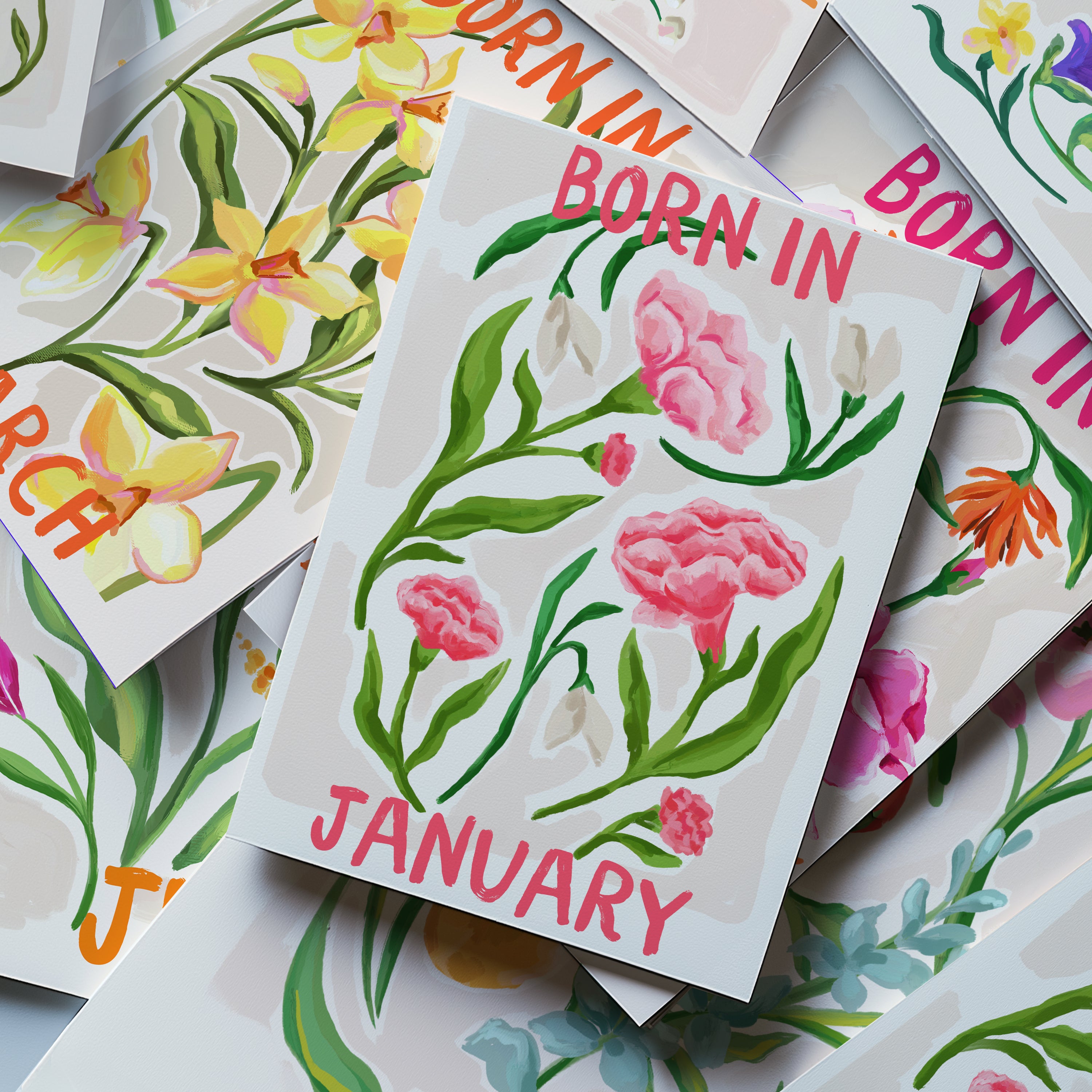 Floral Birth Month Card - January