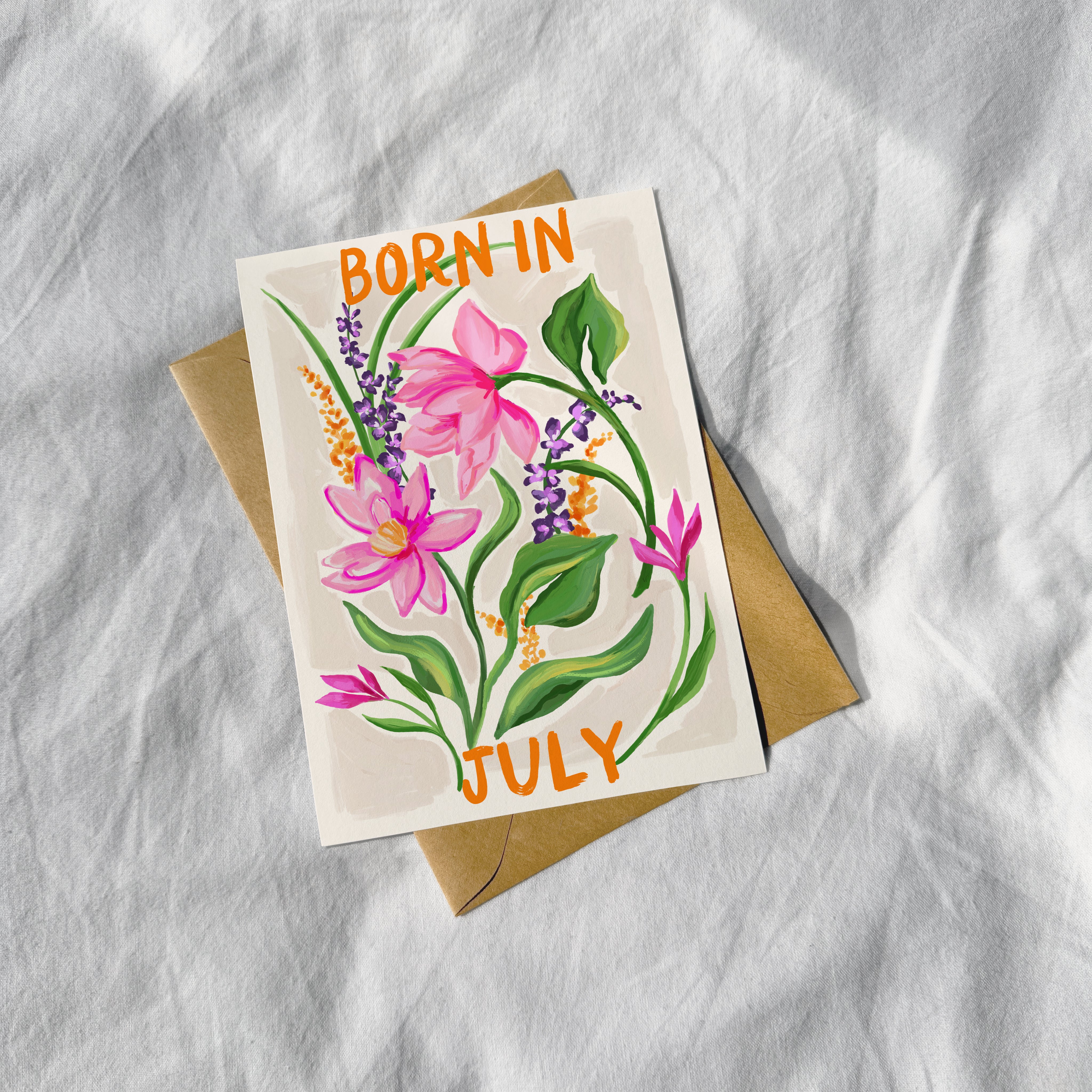 Floral Birth Month Card - July