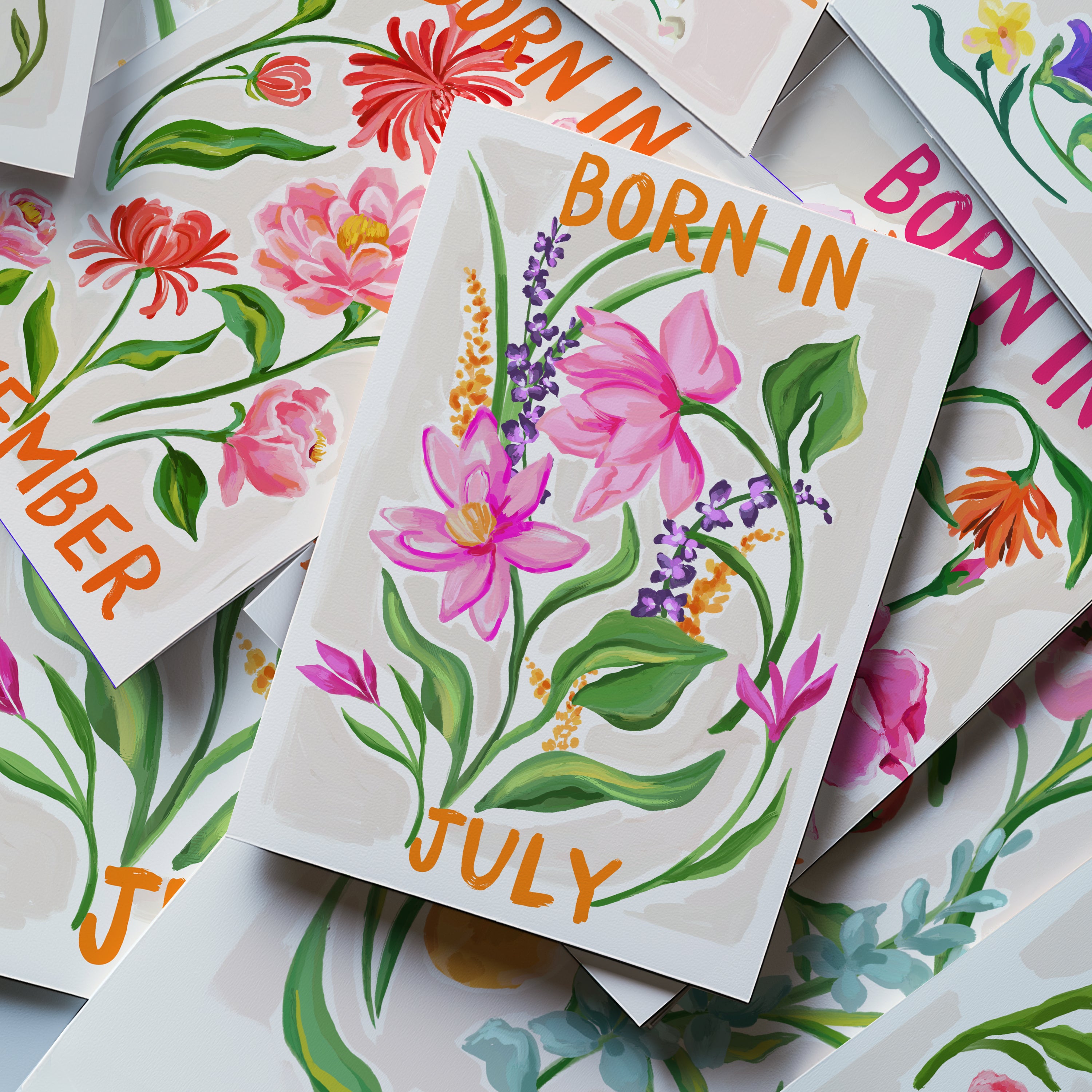 Floral Birth Month Card - July