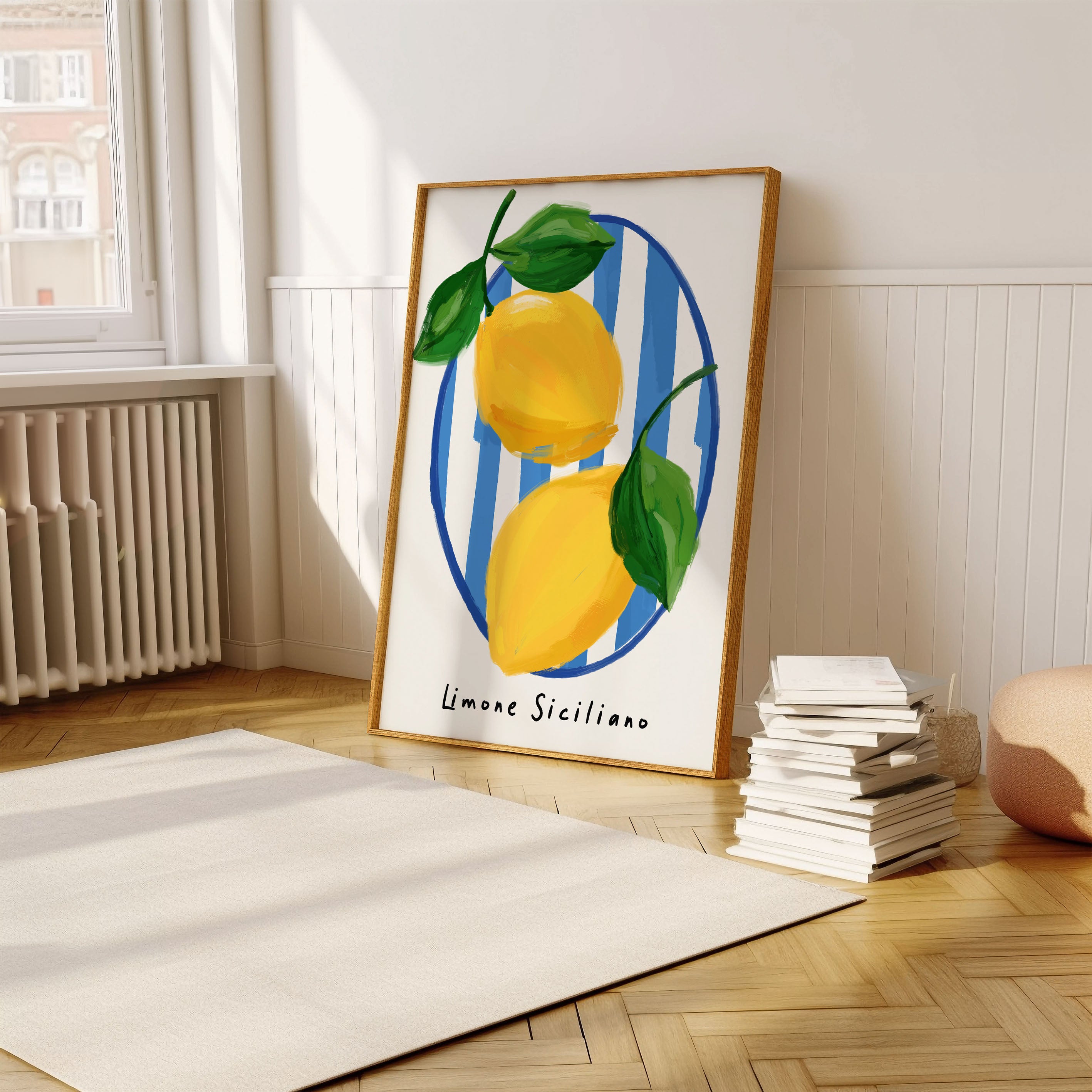 Lemon stripe Fruit Art Print