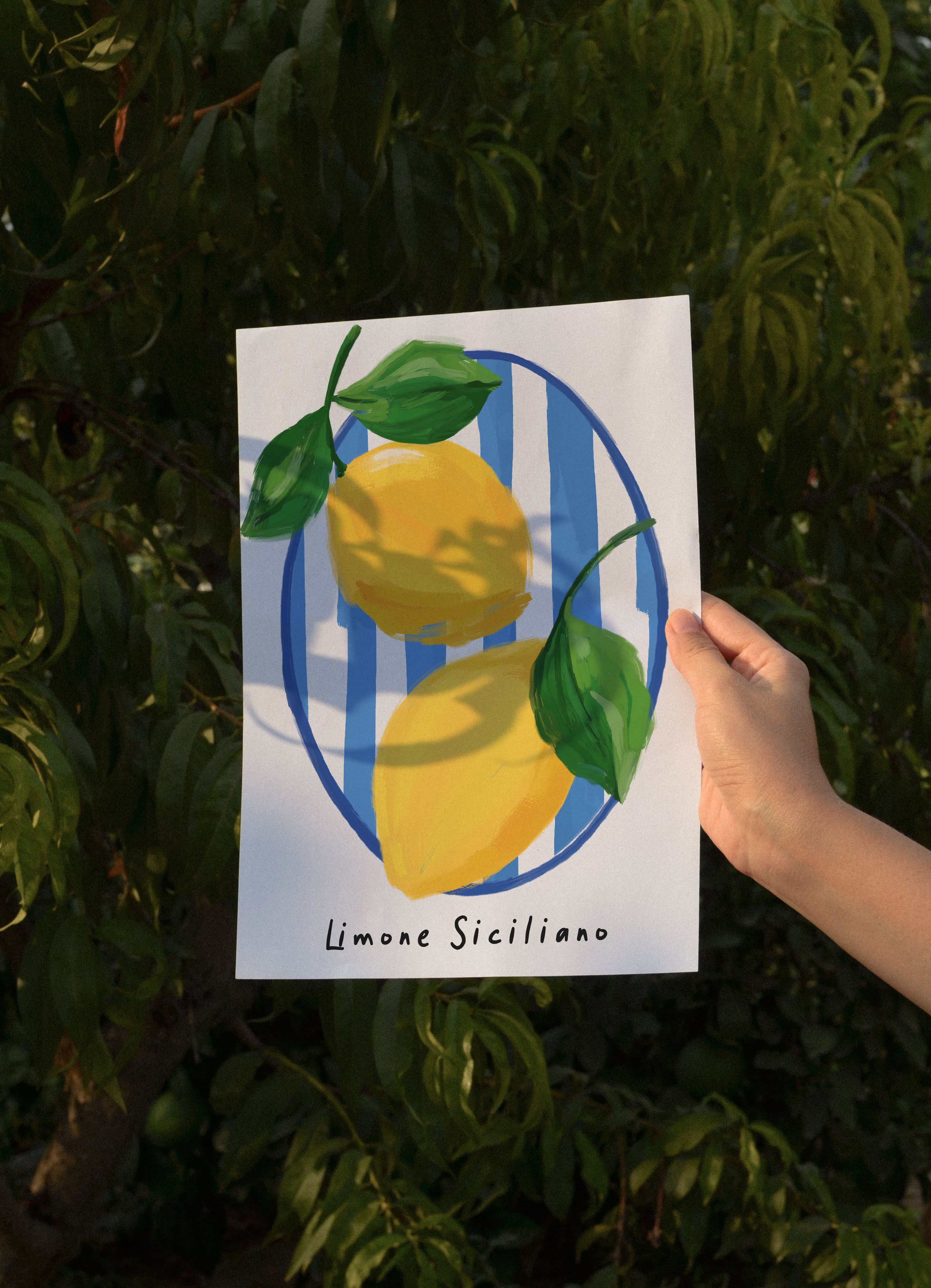 Lemon stripe Fruit Art Print