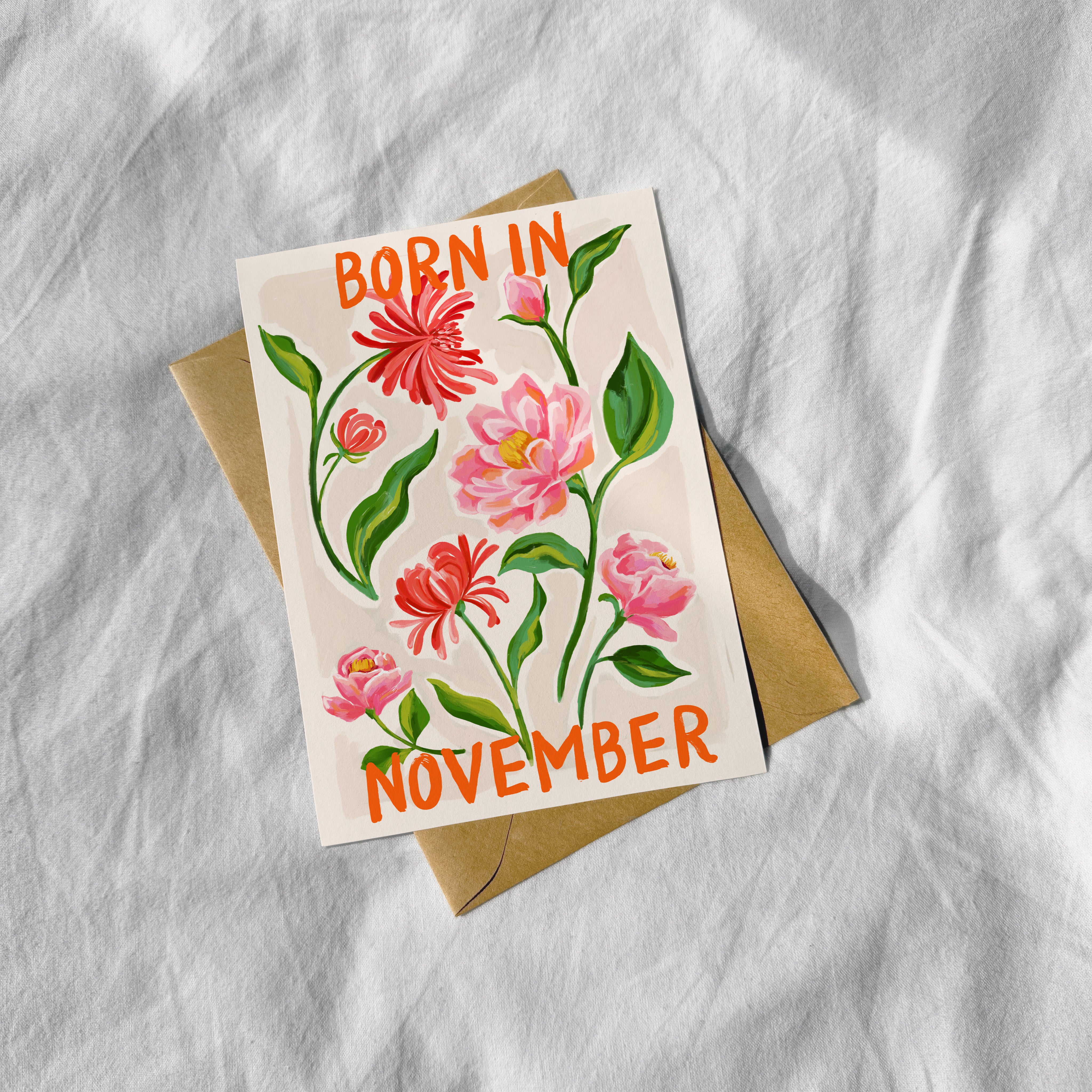 Floral Birth Month Card - November