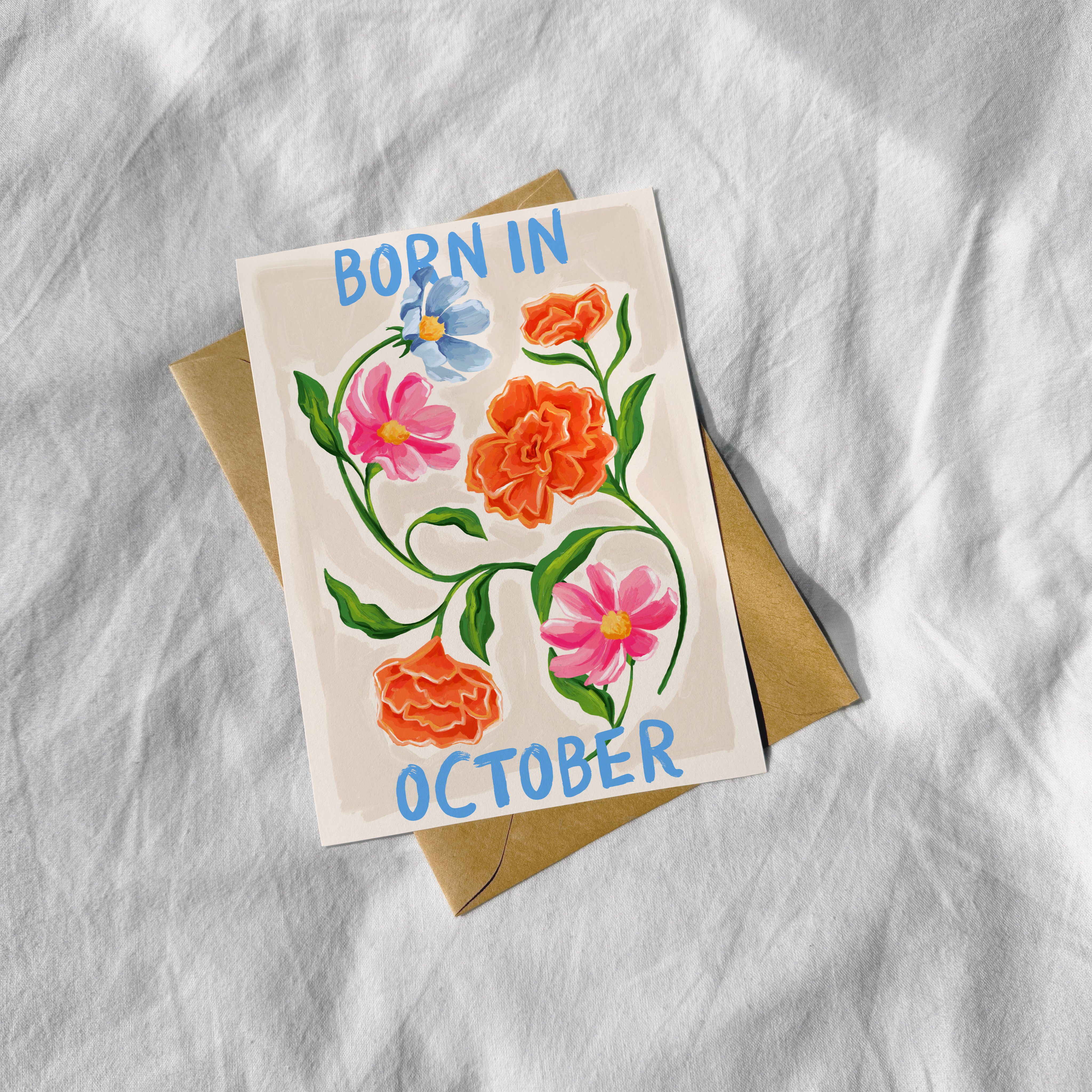 Floral Birth Month Card - October