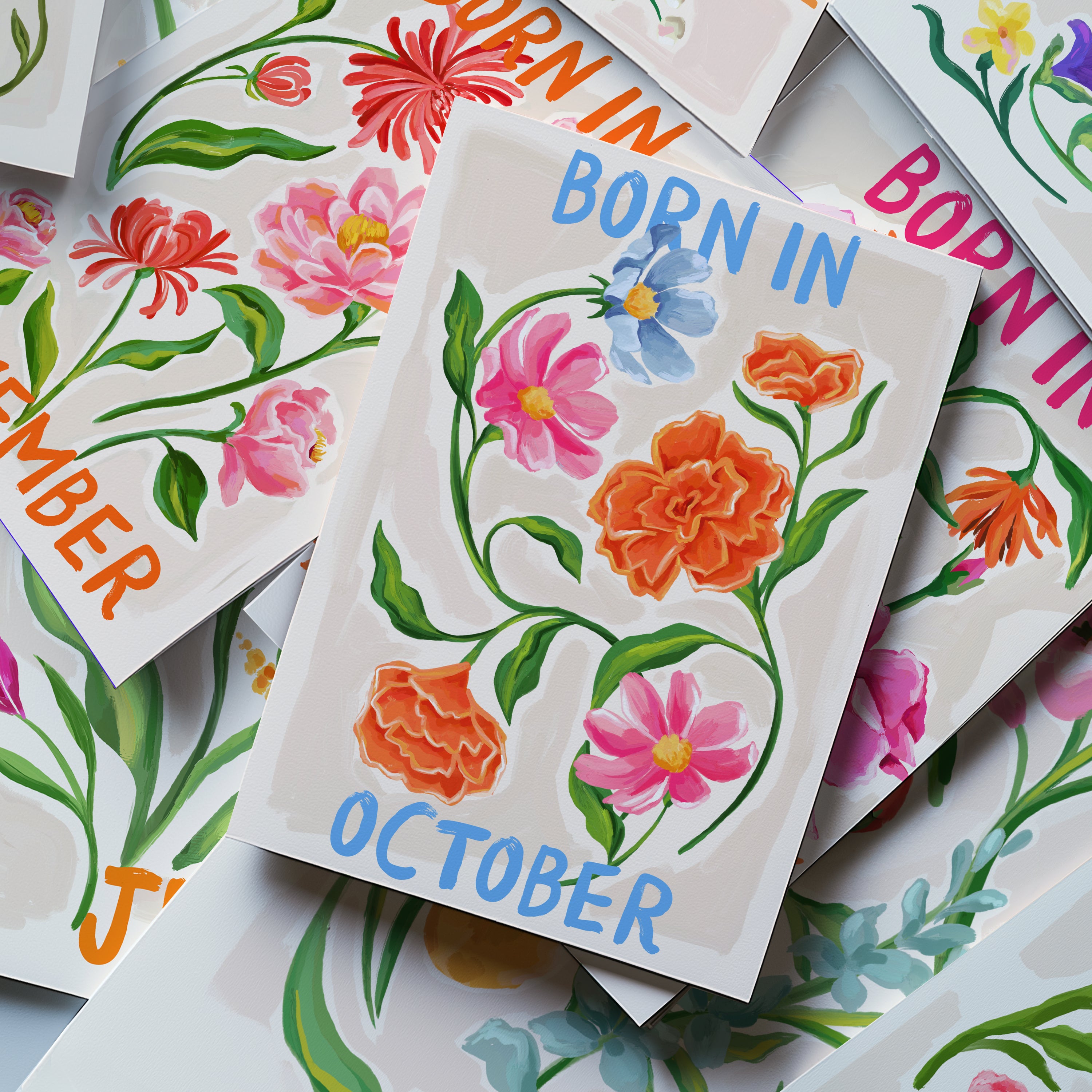 Floral Birth Month Card - October