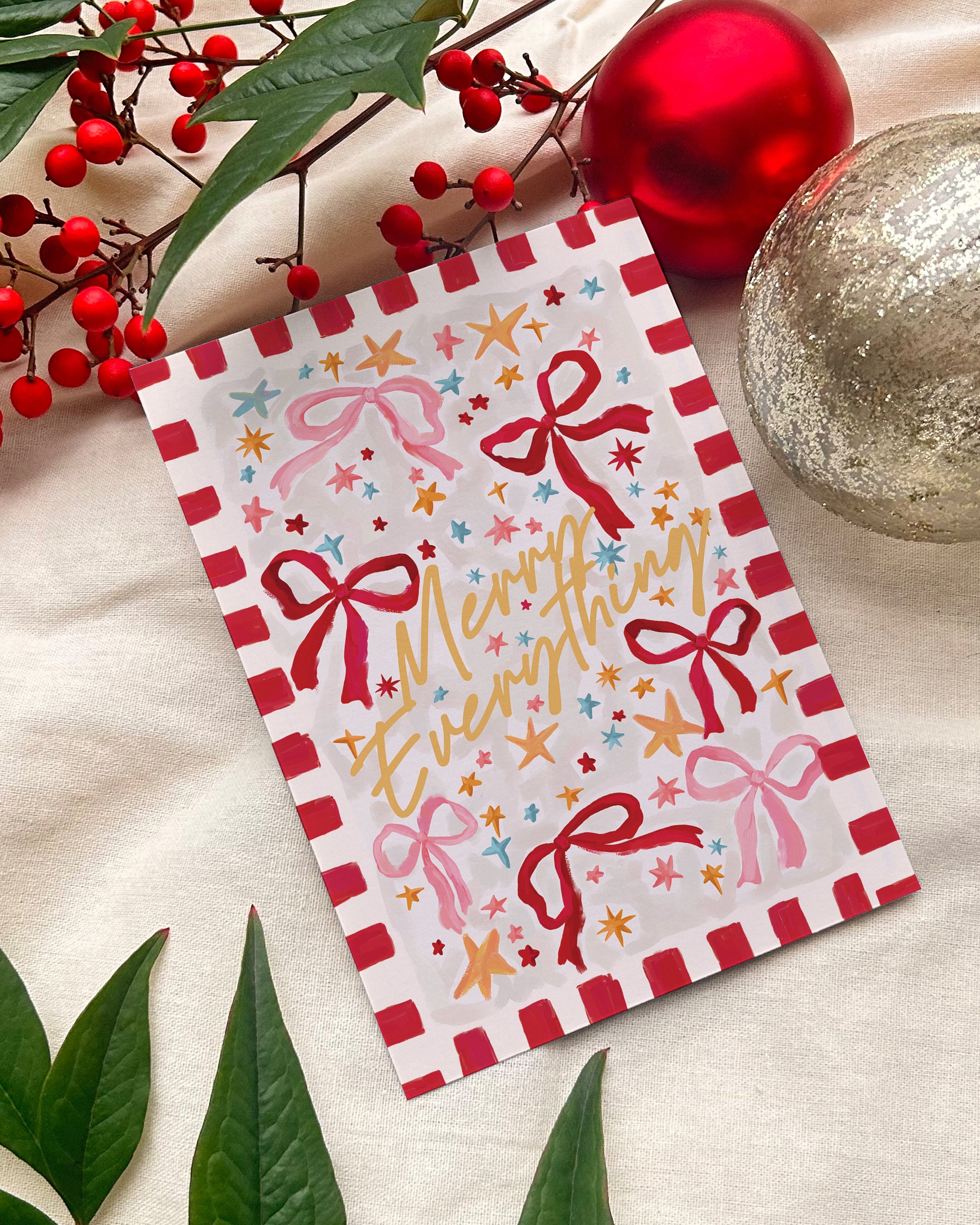 Ribbon and Bow Premium Christmas Card