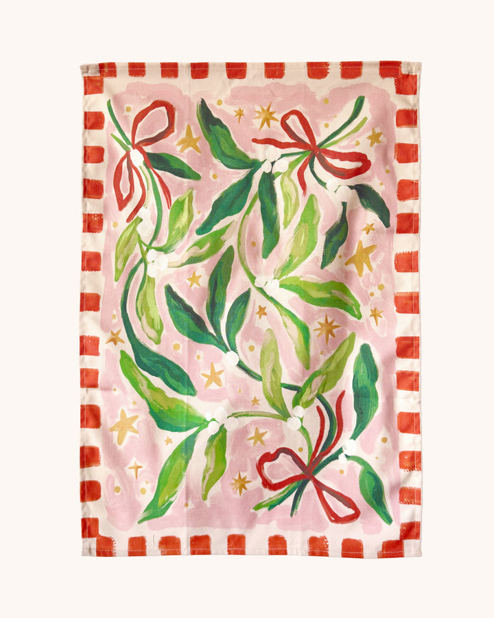 Mistletoe Christmas Tea Towel