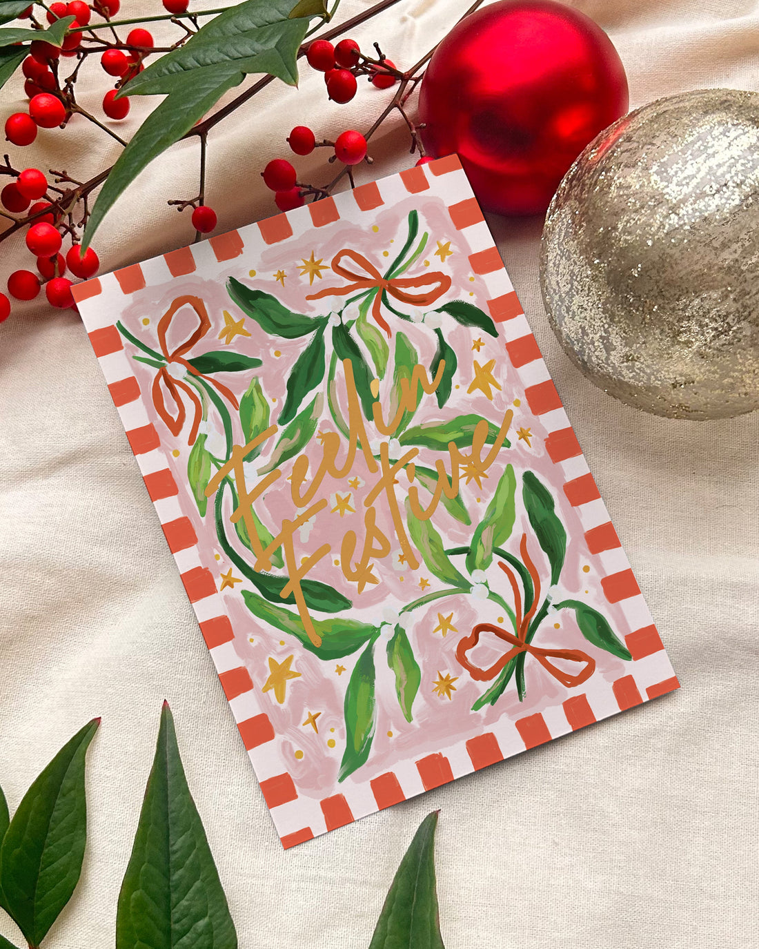 Feelin Festive Mistletoe Premium Christmas Card